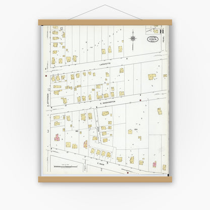 Old map wall art mockup — magnetic wood frame on white wall — Sanborn Fire Insurance Map from Ionia, Ionia County, Michigan (1920), Sheet #0011