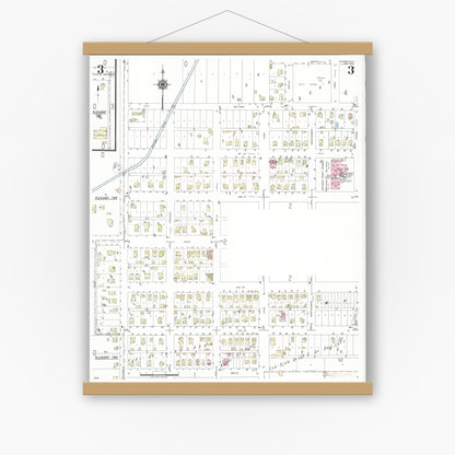 Old map wall art mockup — magnetic wood frame on white wall — Sanborn Fire Insurance Map from Griswold, Cass County, Iowa (1948), Sheet #0003