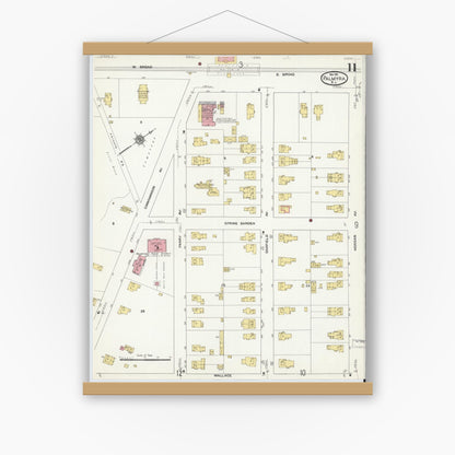 Old map wall art mockup — magnetic wood frame on white wall — Sanborn Fire Insurance Map from Palmyra, Burlington County, New Jersey (1911), Sheet #0011