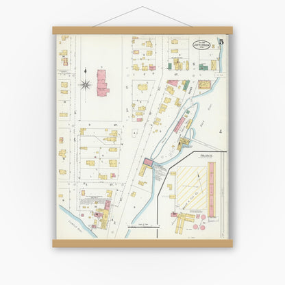 Old map wall art mockup — magnetic wood frame on white wall — Sanborn Fire Insurance Map from Jefferson, Jefferson County, Wisconsin (1904), Sheet #0005