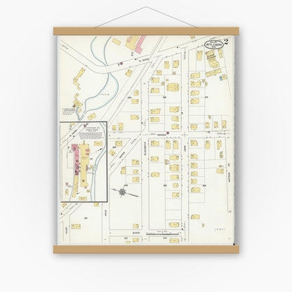 Old map wall art mockup — magnetic wood frame on white wall — Sanborn Fire Insurance Map from Attleboro, Bristol County, Massachusetts (1911) - Complete Map Set