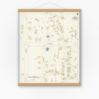 Old map wall art mockup — magnetic wood frame on white wall — Sanborn Fire Insurance Map from Rahway, Union County, New Jersey (1908) - Complete Map Set