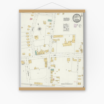Old map wall art mockup — magnetic wood frame on white wall — Sanborn Fire Insurance Map from Chatham, Morris County, New Jersey (1901), Sheet #0001