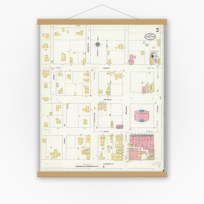Old map wall art mockup — magnetic wood frame on white wall — Sanborn Fire Insurance Map from Bartow, Polk County, Florida (1911), Sheet #0002