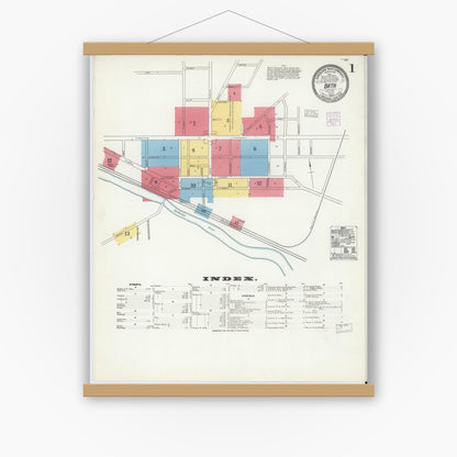 Old map wall art mockup — magnetic wood frame on white wall — Sanborn Fire Insurance Map from Bath, Steuben County, New York (1904) - Complete Map Set