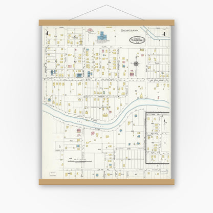 Old map wall art mockup — magnetic wood frame on white wall — Sanborn Fire Insurance Map from Fort Lauderdale, Broward County, Florida (1924), Sheet #0004