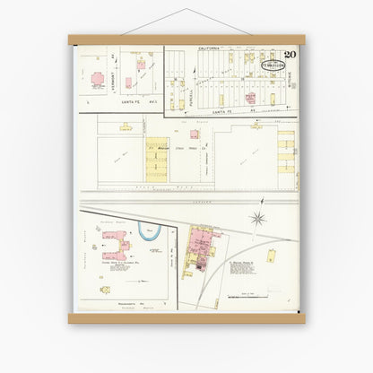 Old map wall art mockup — magnetic wood frame on white wall — Sanborn Fire Insurance Map from Fort Madison, Lee County, Iowa (1894), Sheet #0020