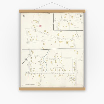 Old map wall art mockup — magnetic wood frame on white wall — Sanborn Fire Insurance Map from Wilmington, Middlesex County, Massachusetts (1933), Sheet #0003