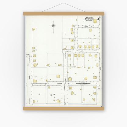 Old map wall art mockup — magnetic wood frame on white wall — Sanborn Fire Insurance Map from Grand Prairie, Dallas County, Texas (1920), Sheet #0004