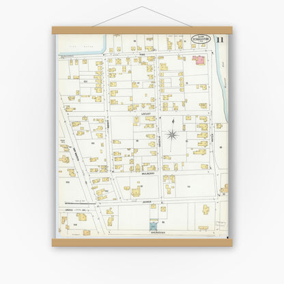 Old map wall art mockup — magnetic wood frame on white wall — Sanborn Fire Insurance Map from Saint Augustine, Saint John's County, Florida (1899), Sheet #0011