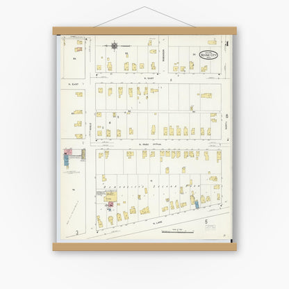 Old map wall art mockup — magnetic wood frame on white wall — Sanborn Fire Insurance Map from Boyne City, Charlevoix County, Michigan (1911), Sheet #0004