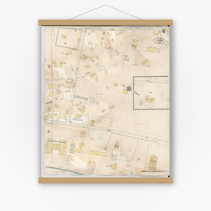 Old map wall art mockup — magnetic wood frame on white wall — Sanborn Fire Insurance Map from Lahaina, Maui County, Hawaii (1950), Sheet #0004