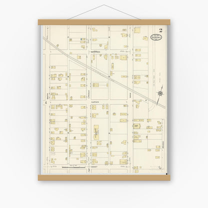 Old map wall art mockup — magnetic wood frame on white wall — Sanborn Fire Insurance Map from Dupont, Luzerne County, Pennsylvania (1914), Sheet #0002