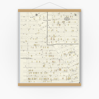 Old map wall art mockup — magnetic wood frame on white wall — Sanborn Fire Insurance Map from Juniata, Blair County, Pennsylvania (1915), Sheet #0006