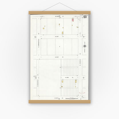 Old map wall art mockup — magnetic wood frame on white wall — Sanborn Fire Insurance Map from Chicago, Cook County, Illinois (1920), Sheet #0060