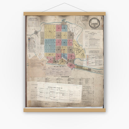 Old map wall art mockup — magnetic wood frame on white wall — Sanborn Fire Insurance Map from Coronado, San Diego County, California (1962), Sheet #0001