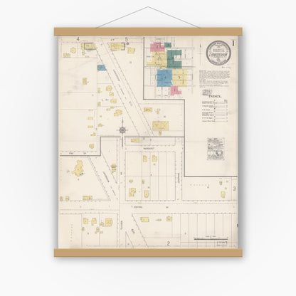 Old map wall art mockup — magnetic wood frame on white wall — Sanborn Fire Insurance Map from Lankershim, Los Angeles County, California (1919), Sheet #0001