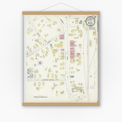 Old map wall art mockup — magnetic wood frame on white wall — Sanborn Fire Insurance Map from Afton, Chenango County, New York (1897) - Complete Map Set