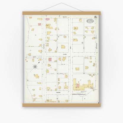 Old map wall art mockup — magnetic wood frame on white wall — Sanborn Fire Insurance Map from Milford, Pike County, Pennsylvania (1905), Sheet #0003