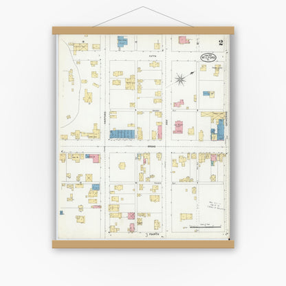 Old map wall art mockup — magnetic wood frame on white wall — Sanborn Fire Insurance Map from Milford, Pike County, Pennsylvania (1905), Sheet #0002