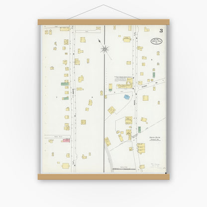 Old map wall art mockup — magnetic wood frame on white wall — Sanborn Fire Insurance Map from Delta, York County, Pennsylvania (1904), Sheet #0003