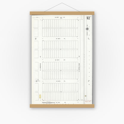 Old map wall art mockup — magnetic wood frame on white wall — Sanborn Fire Insurance Map from Chicago, Cook County, Illinois (1920), Sheet #0092