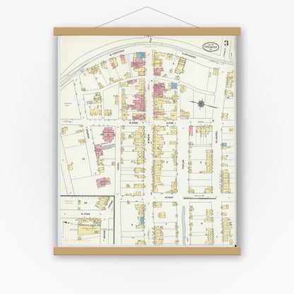 Old map wall art mockup — magnetic wood frame on white wall — Sanborn Fire Insurance Map from Tremont, Schuylkill County, Pennsylvania (1911), Sheet #0003