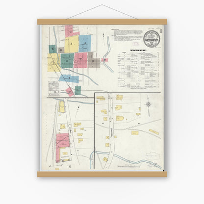 Old map wall art mockup — magnetic wood frame on white wall — Sanborn Fire Insurance Map from Nacogdoches, Nacogdoches County, Texas (1912) - Complete Map Set