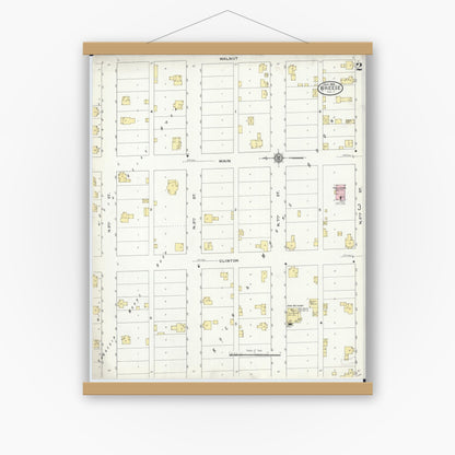 Old map wall art mockup — magnetic wood frame on white wall — Sanborn Fire Insurance Map from Breese, Clinton County, Illinois (1909), Sheet #0002
