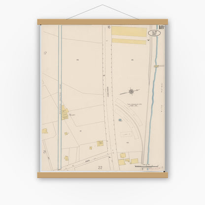 Old map wall art mockup — magnetic wood frame on white wall — Sanborn Fire Insurance Map from Hilo, Hawaii County, Hawaii (1921), Sheet #0018