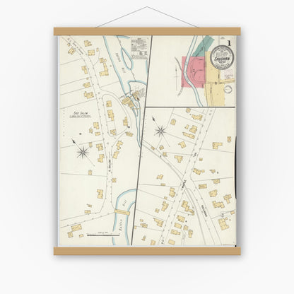 Old map wall art mockup — magnetic wood frame on white wall — Sanborn Fire Insurance Map from Shushan, Washington County, New York (1902) - Complete Map Set