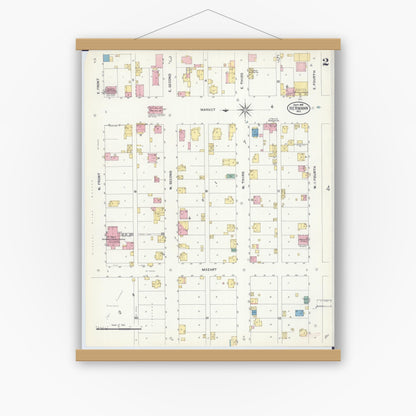 Old map wall art mockup — magnetic wood frame on white wall — Sanborn Fire Insurance Map from Hermann, Gasconade County, Missouri (1908), Sheet #0002