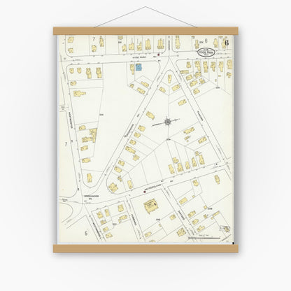Old map wall art mockup — magnetic wood frame on white wall — Sanborn Fire Insurance Map from Hyde Park, Norfolk County, Massachusetts (1911), Sheet #0006