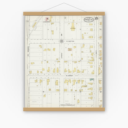 Old map wall art mockup — magnetic wood frame on white wall — Sanborn Fire Insurance Map from Fond du Lac, Fond du Lac County, Wisconsin (1892), Sheet #0015