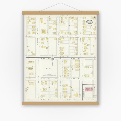 Old map wall art mockup — magnetic wood frame on white wall — Sanborn Fire Insurance Map from Sanford, Seminole County, Florida (1912), Sheet #0007