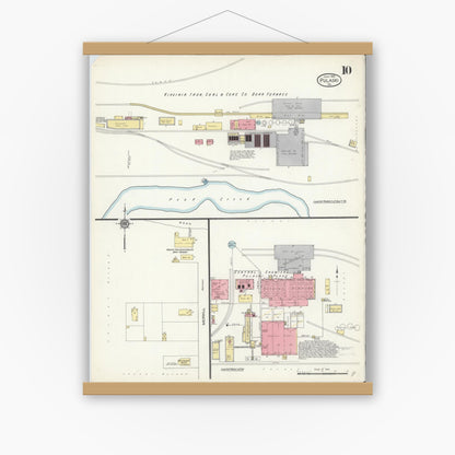 Old map wall art mockup — magnetic wood frame on white wall — Sanborn Fire Insurance Map from Pulaski, Pulaski County, Virginia (1913), Sheet #0010