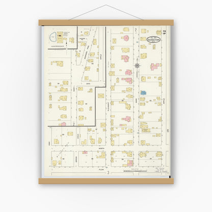 Old map wall art mockup — magnetic wood frame on white wall — Sanborn Fire Insurance Map from Georgetown, Brown County, Ohio (1912), Sheet #0002