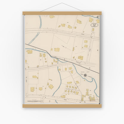 Old map wall art mockup — magnetic wood frame on white wall — Sanborn Fire Insurance Map from Hilo, Hawaii County, Hawaii (1921), Sheet #0004