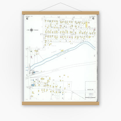 Old map wall art mockup — magnetic wood frame on white wall — Sanborn Fire Insurance Map from Loudonville, Ashland County, Ohio (1950), Sheet #0006