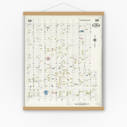Old map wall art mockup — magnetic wood frame on white wall — Sanborn Fire Insurance Map from Lake Worth, Palm Beach County, Florida (1924), Sheet #0010