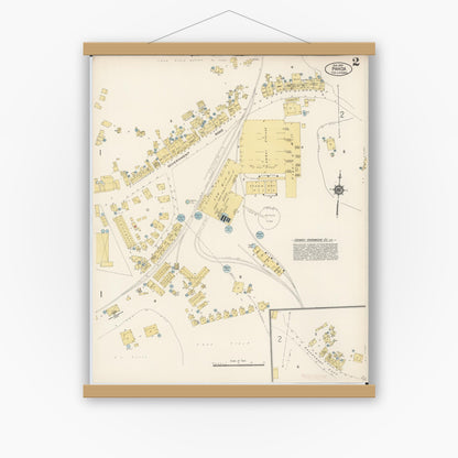 Old map wall art mockup — magnetic wood frame on white wall — Sanborn Fire Insurance Map from Pahoa, Hawaii County, Hawaii (1914), Sheet #0002