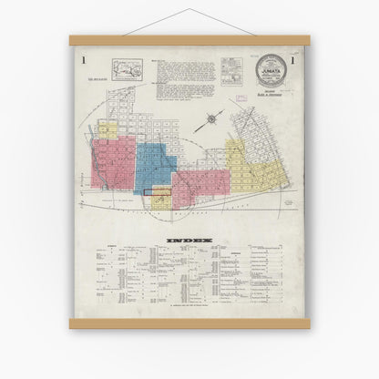 Old map wall art mockup — magnetic wood frame on white wall — Sanborn Fire Insurance Map from Juniata, Blair County, Pennsylvania (1925) - Complete Map Set