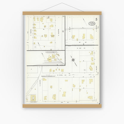 Old map wall art mockup — magnetic wood frame on white wall — Sanborn Fire Insurance Map from Live Oak, Suwanee County, Florida (1912), Sheet #0005