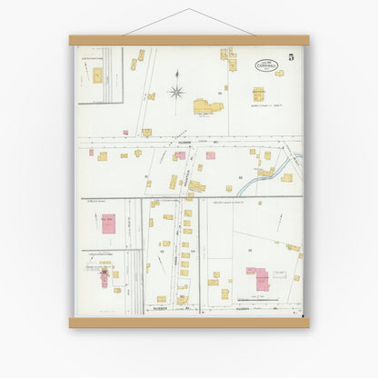 Old map wall art mockup — magnetic wood frame on white wall — Sanborn Fire Insurance Map from Cornwall, Orange County, New York (1905), Sheet #0005