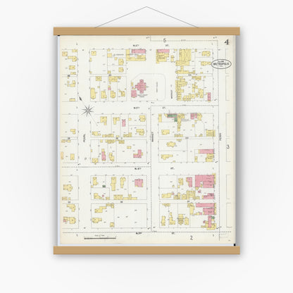 Old map wall art mockup — magnetic wood frame on white wall — Sanborn Fire Insurance Map from Metropolis, Massac County, Illinois (1902), Sheet #0004