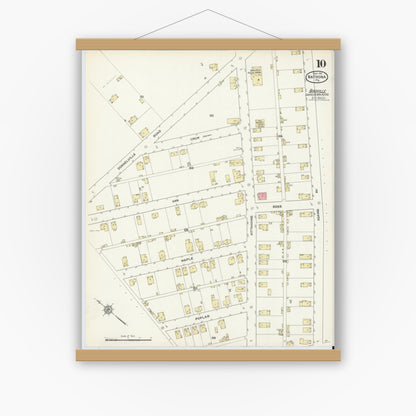 Old map wall art mockup — magnetic wood frame on white wall — Sanborn Fire Insurance Map from Natrona, Allegheny County, Pennsylvania (1912), Sheet #0010
