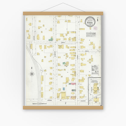 Old map wall art mockup — magnetic wood frame on white wall — Sanborn Fire Insurance Map from Ulysses, Potter County, Pennsylvania (1905), Sheet #0001