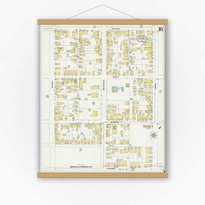 Old map wall art mockup — magnetic wood frame on white wall — Sanborn Fire Insurance Map from Key West, Monroe County, Florida (1899), Sheet #0016