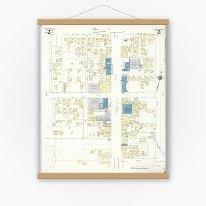 Old map wall art mockup — magnetic wood frame on white wall — Sanborn Fire Insurance Map from Wahiawa, Honolulu County, Hawaii (1942), Sheet #0002
