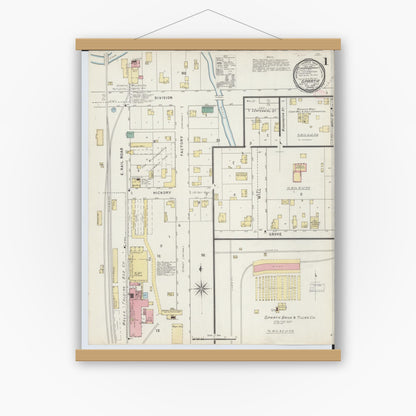 Old map wall art mockup — magnetic wood frame on white wall — Sanborn Fire Insurance Map from Sparta, Kent County, Michigan (1894) - Complete Map Set